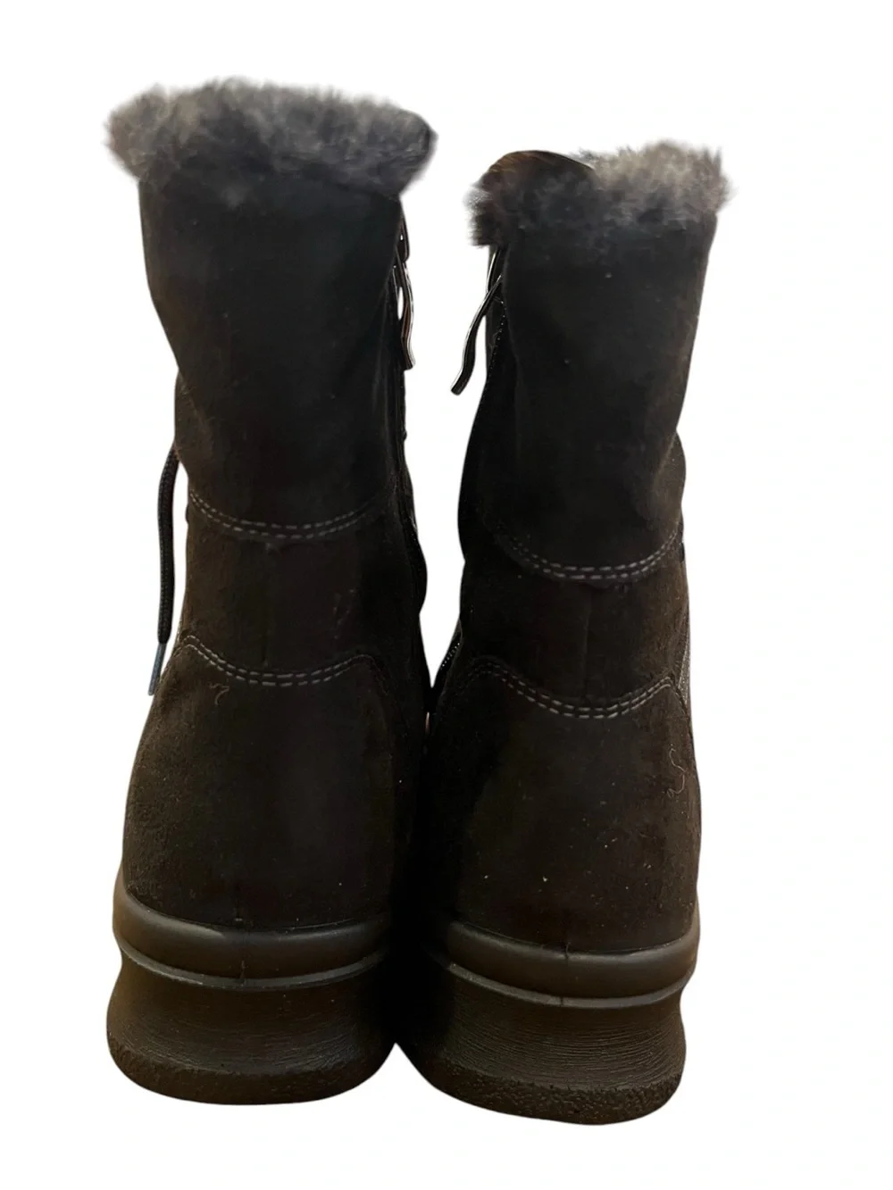 Ara Black Faux-Fur Lace-Up Winter Ankle Boots NWT EUR 39 US 8.5 9